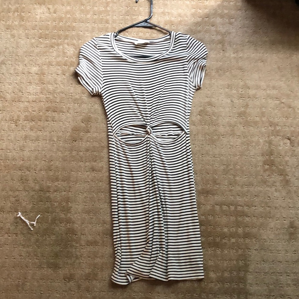 black and white striped dress